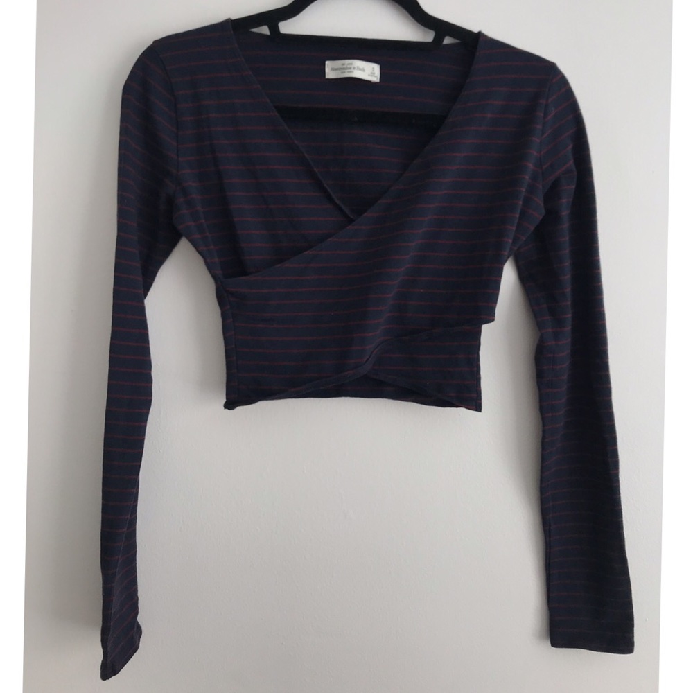 Abercrombie & Fitch Striped Wrap Crop Top